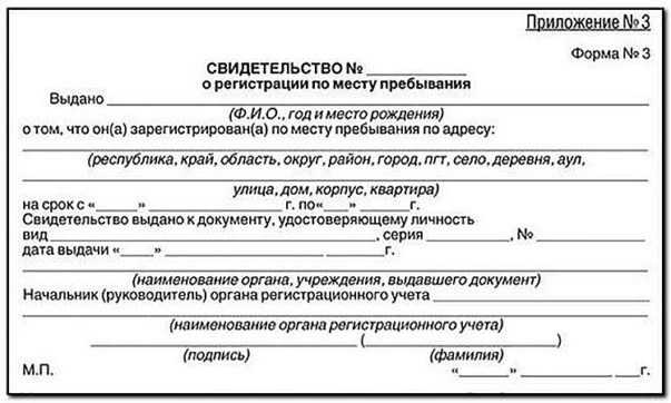 Образец временной регистрации для граждан рф